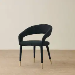 Moulin Black Boucle Dining Chair - Brushed Gold Legs
