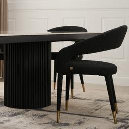 Moulin Black Boucle Dining Chair - Brushed Gold Legs