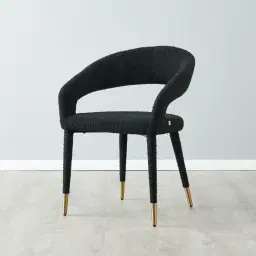 Moulin Black Boucle Dining Chair - Brushed Gold Legs