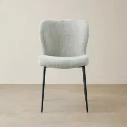 Hailey Vintage Grey Chenille Fabric Dining Chair - Black Legs