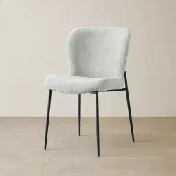Hailey Vintage Grey Chenille Fabric Dining Chair - Black Legs