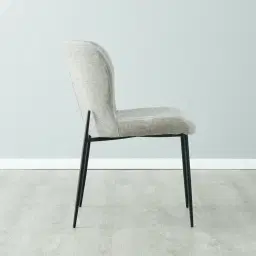 Hailey Vintage Grey Chenille Fabric Dining Chair - Black Legs