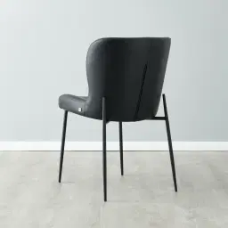 Hailey Black Vegan Leather Dining Chair - Black Legs