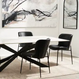 Hailey Black Vegan Leather Dining Chair - Black Legs