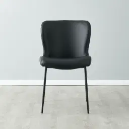 Hailey Black Vegan Leather Dining Chair - Black Legs