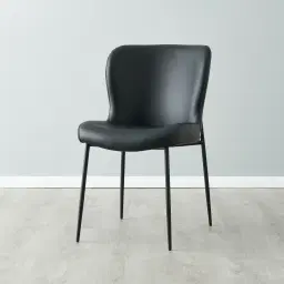 Hailey Black Vegan Leather Dining Chair - Black Legs
