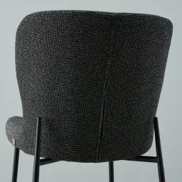 Hailey Cosmos Black Woven Fabric Dining Chair - Black Legs