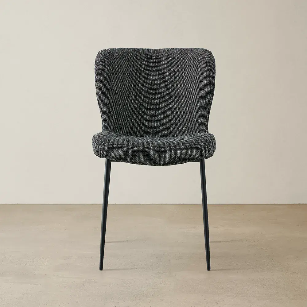 Hailey Cosmos Black Woven Fabric Dining Chair - Black Legs