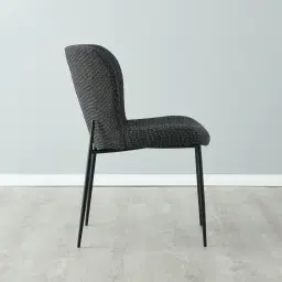 Hailey Cosmos Black Woven Fabric Dining Chair - Black Legs