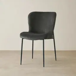 Hailey Charcoal Velvet Dining Chair - Black Legs 