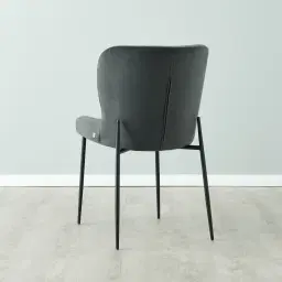 Hailey Charcoal Velvet Dining Chair - Black Legs 