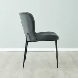 Hailey Charcoal Velvet Dining Chair - Black Legs 