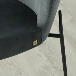 Hailey Charcoal Velvet Dining Chair - Black Legs 