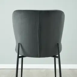 Hailey Charcoal Velvet Dining Chair - Black Legs 