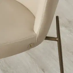 Hailey Sand Beige Vegan Leather Dining Chair - Bronze Legs