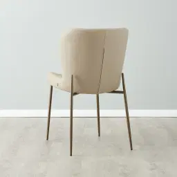 Hailey Sand Beige Vegan Leather Dining Chair - Bronze Legs