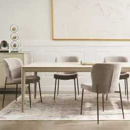 Hailey Sand Beige Vegan Leather Dining Chair - Bronze Legs