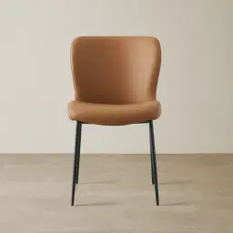 Hailey Walnut Vegan Leather Dining Chair - Black Legs