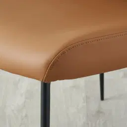 Hailey Walnut Vegan Leather Dining Chair - Black Legs