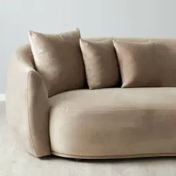 Everett Beige Velvet 3 Seater Sofa