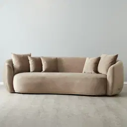 Everett Beige Velvet 3 Seater Sofa