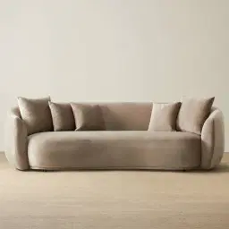 Everett Beige Velvet 3 Seater Sofa