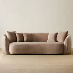 Everett Beige Velvet 3 Seater Sofa