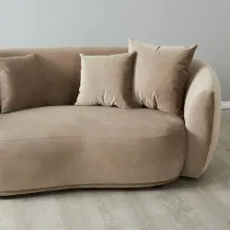 Everett Beige Velvet 2 Seater Sofa