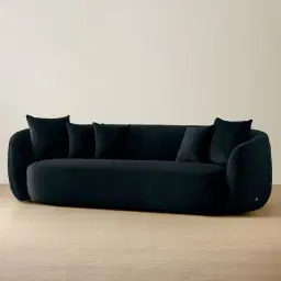 Everett Black Velvet 3 Seater Sofa