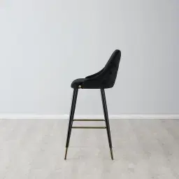 Winston III Black Velvet Bar Stool - 74cm