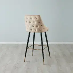 Winston III Beige Velvet Bar Stool - 74cm