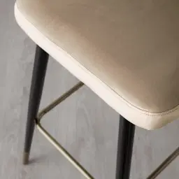 Winston III Beige Velvet Bar Stool - 74cm
