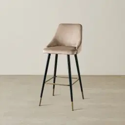 Winston III Beige Velvet Bar Stool - 74cm