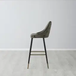 Winston III Mushroom Velvet Bar Stool - 74cm