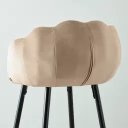 Amber III Beige Velvet Bar Stool - 74 cm