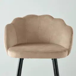 Amber III Beige Velvet Bar Stool - 74 cm
