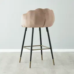 Amber III Beige Velvet Bar Stool - 74 cm