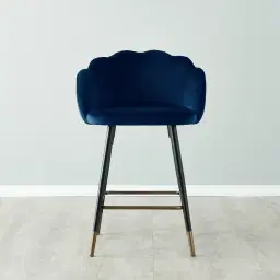 Amber III Navy Velvet Counter Stool