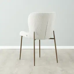 Hailey Snow White Boucle Dining Chair - Bronze Legs