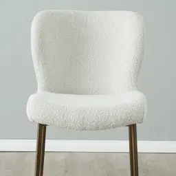 Hailey Snow White Boucle Dining Chair - Bronze Legs