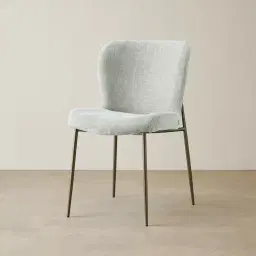 Hailey Vintage Grey Chenille Fabric Dining Chair - Bronze Legs