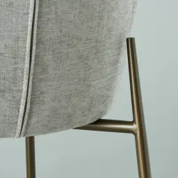 Hailey Vintage Grey Chenille Fabric Dining Chair - Bronze Legs