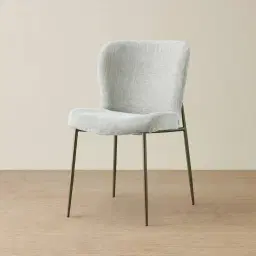 Hailey Vintage Grey Chenille Fabric Dining Chair - Bronze Legs