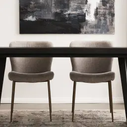 Hailey Vintage Grey Chenille Fabric Dining Chair - Bronze Legs