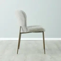 Hailey Vintage Grey Chenille Fabric Dining Chair - Bronze Legs