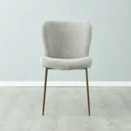 Hailey Vintage Grey Chenille Fabric Dining Chair - Bronze Legs