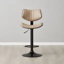 Alabaster Sand Beige Vegan Leather Bar Stool