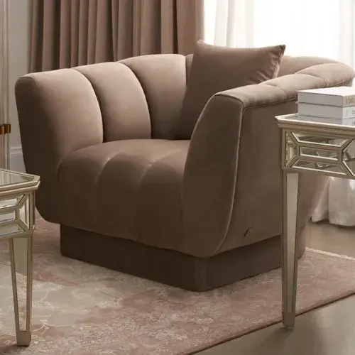 Fransesca Beige Velvet Occasional Chair