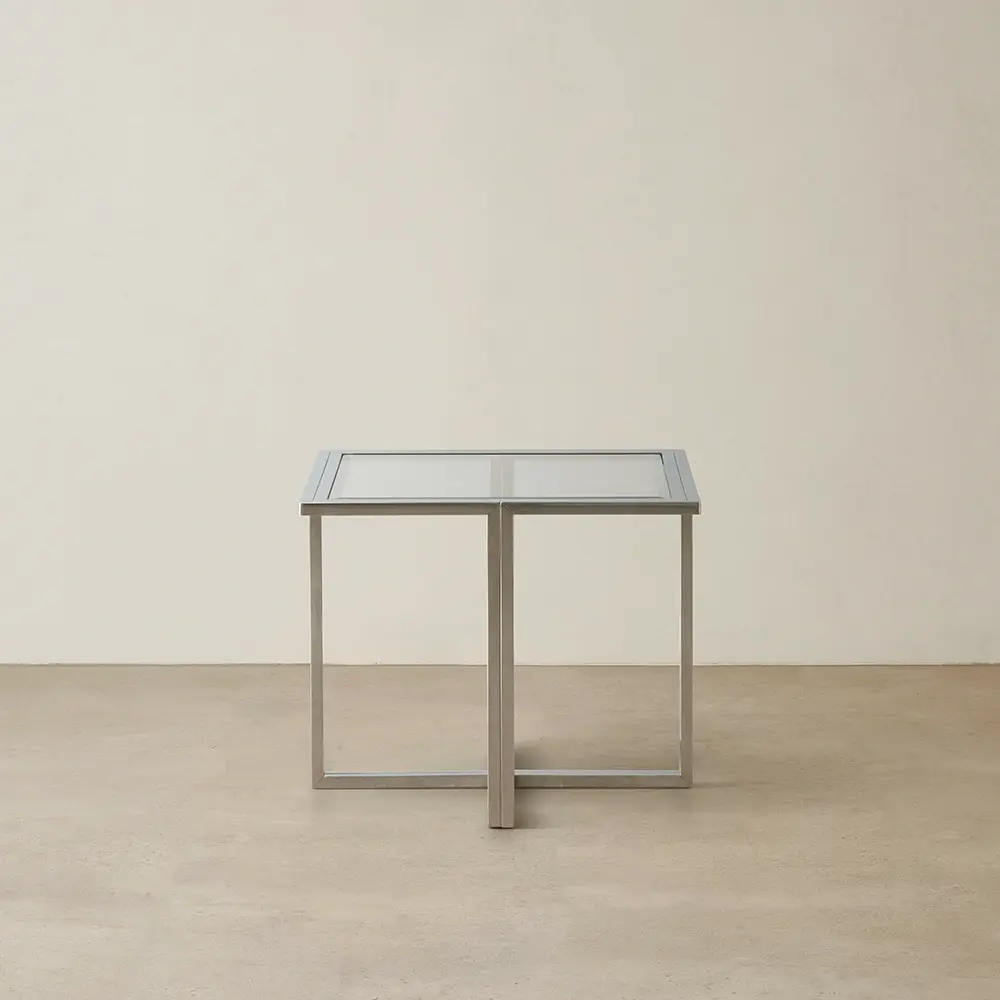 Titus Clear Glass Side Table - Silver Legs