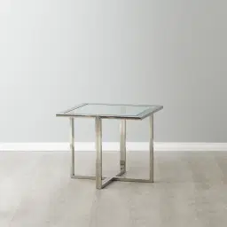 Titus Clear Glass Side Table - Silver Legs